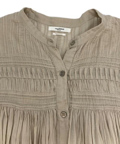 ISABEL MARANT ETOILE（イザベルマランエトワール）ISABEL MARANT ETOILE (イザベルマランエトワール) コットンボイルバンドカラーギャザーブラウス ベージュ サイズ:SIZE 36の古着・服飾アイテム