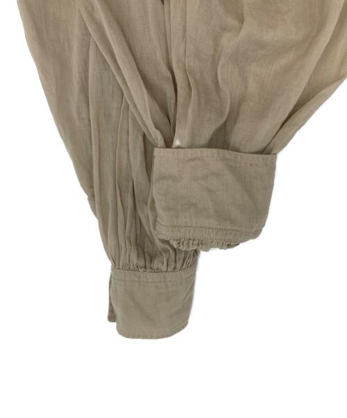 ISABEL MARANT ETOILE（イザベルマランエトワール）ISABEL MARANT ETOILE (イザベルマランエトワール) コットンボイルバンドカラーギャザーブラウス ベージュ サイズ:SIZE 36の古着・服飾アイテム