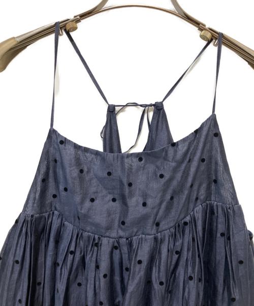 Curensology（カレンソロジー）Curensology (カレンソロジー) フロッキードットワンピース ネイビー サイズ:FREEの古着・服飾アイテム