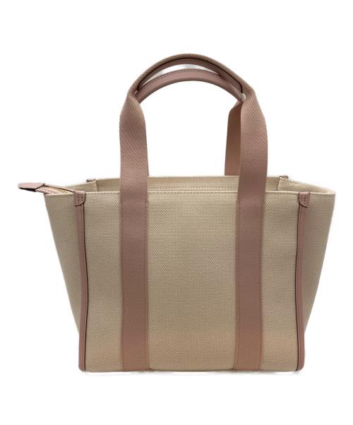 Kate Spade（ケイトスペード）Kate Spade (ケイトスペード) キップ キャンバス スモール トート アイボリー×ピンクの古着・服飾アイテム
