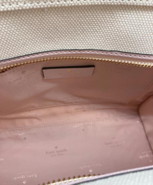 Kate Spade（ケイトスペード）Kate Spade (ケイトスペード) キップ キャンバス スモール トート アイボリー×ピンクの古着・服飾アイテム
