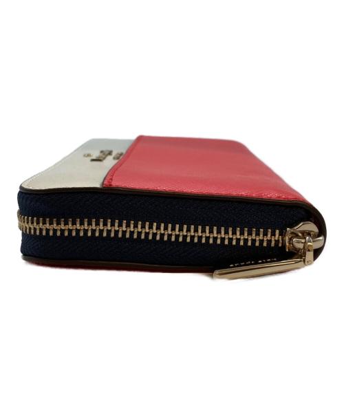 Kate Spade（ケイトスペード）Kate Spade (ケイトスペード) ラウンドジップロングウォレット レッド×ホワイト×ネイビーの古着・服飾アイテム