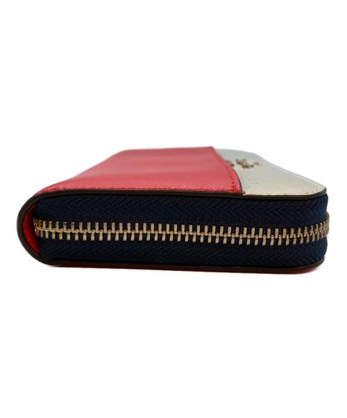 Kate Spade（ケイトスペード）Kate Spade (ケイトスペード) ラウンドジップロングウォレット レッド×ホワイト×ネイビーの古着・服飾アイテム
