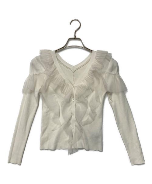 FRAY ID（フレイ アイディー）FRAY ID (フレイ アイディー) プリーツチュールフリルニット アイボリー サイズ:FREEの古着・服飾アイテム