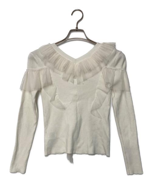 FRAY ID（フレイ アイディー）FRAY ID (フレイ アイディー) プリーツチュールフリルニット アイボリー サイズ:FREEの古着・服飾アイテム