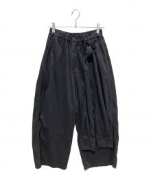 PRIORITY（プライオリティ）の古着「ウエストシャツベルト付ワイドパンツ」｜ブラック
