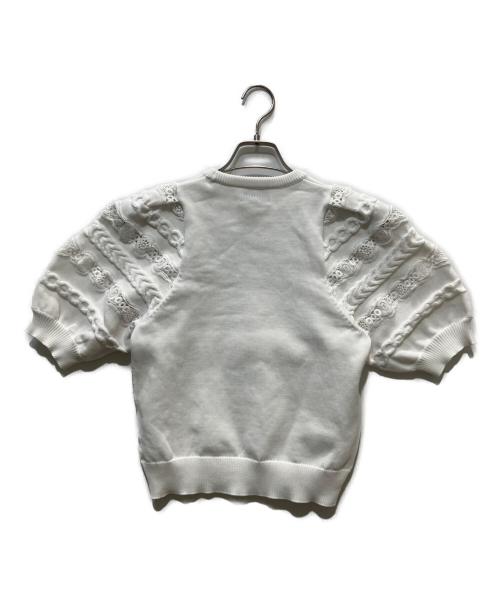 UNITED ARROWS（ユナイテッドアローズ）UNITED ARROWS (ユナイテッドアローズ) レース コンビ パフ ニット ウォッシャブル ホワイト サイズ:FREEの古着・服飾アイテム