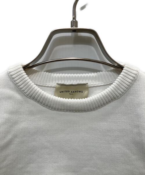 UNITED ARROWS（ユナイテッドアローズ）UNITED ARROWS (ユナイテッドアローズ) レース コンビ パフ ニット ウォッシャブル ホワイト サイズ:FREEの古着・服飾アイテム