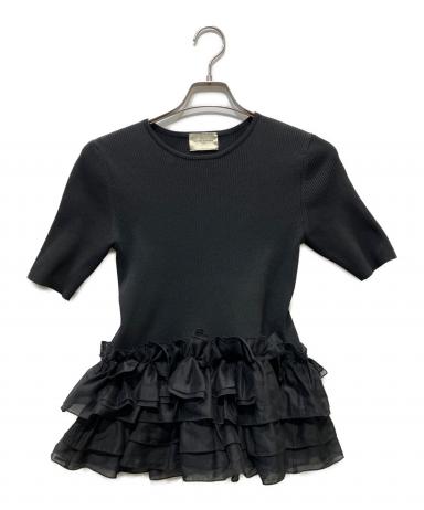 UNITED ARROWS　リボンペプラムニット　ブラック　ユナイテッドアローズ 中古・古着通販】UNITED ARROWS (ユナイテッドアローズ) リボン