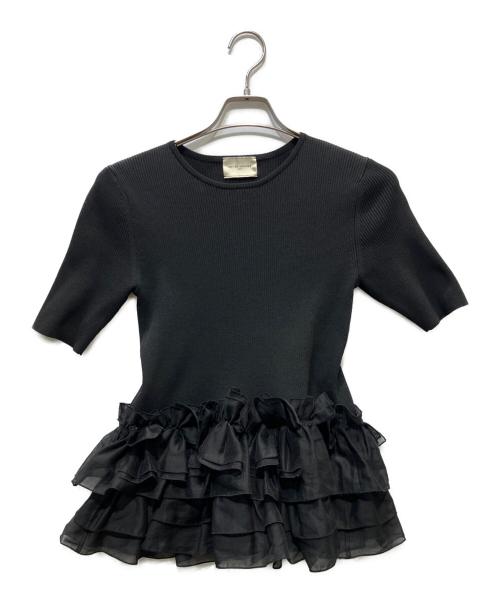 UNITED ARROWS（ユナイテッドアローズ）UNITED ARROWS (ユナイテッドアローズ) リボンペプラムニット ブラック サイズ:FREEの古着・服飾アイテム