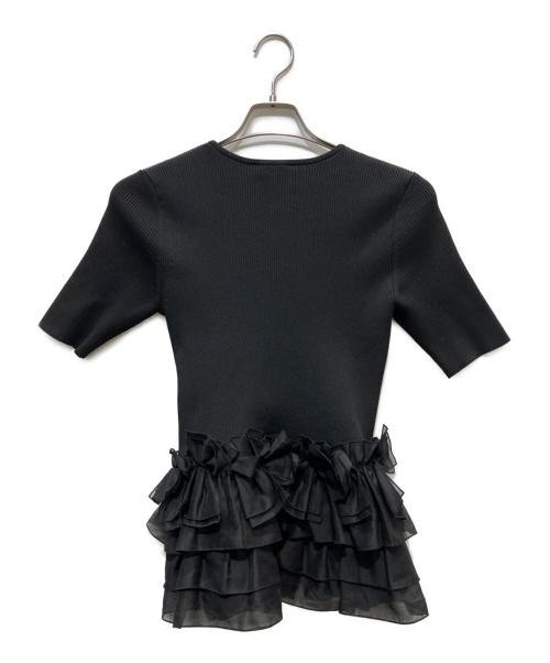 UNITED ARROWS（ユナイテッドアローズ）UNITED ARROWS (ユナイテッドアローズ) リボンペプラムニット ブラック サイズ:FREEの古着・服飾アイテム