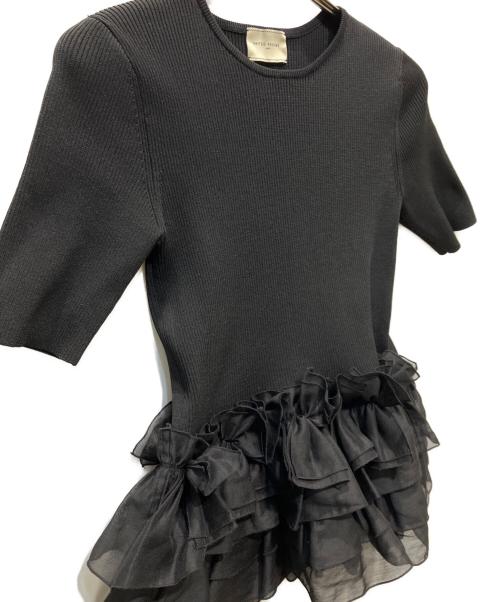 UNITED ARROWS（ユナイテッドアローズ）UNITED ARROWS (ユナイテッドアローズ) リボンペプラムニット ブラック サイズ:FREEの古着・服飾アイテム