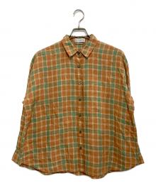 MACKINTOSH LONDON（マッキントッシュ ロンドン）の古着「アイリッシュリネンチェックシャツ」｜オレンジ×グリーン