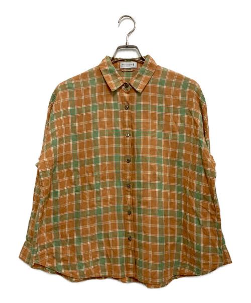 MACKINTOSH LONDON（マッキントッシュ ロンドン）MACKINTOSH LONDON (マッキントッシュ ロンドン) アイリッシュリネンチェックシャツ オレンジ×グリーン サイズ:SIZE 38の古着・服飾アイテム