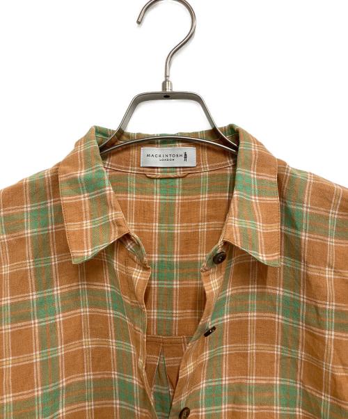 MACKINTOSH LONDON（マッキントッシュ ロンドン）MACKINTOSH LONDON (マッキントッシュ ロンドン) アイリッシュリネンチェックシャツ オレンジ×グリーン サイズ:SIZE 38の古着・服飾アイテム
