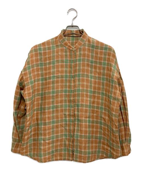 MACKINTOSH LONDON（マッキントッシュ ロンドン）MACKINTOSH LONDON (マッキントッシュ ロンドン) アイリッシュリネンチェックシャツ オレンジ×グリーン サイズ:SIZE 38の古着・服飾アイテム