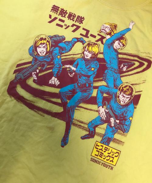Hysteric Glamour（ヒステリックグラマー）Hysteric Glamour (ヒステリックグラマー) SONIC YOUTH (ソニックユース) 無敵戦隊ソニックユース Tシャツ イエロー サイズ:FREEの古着・服飾アイテム