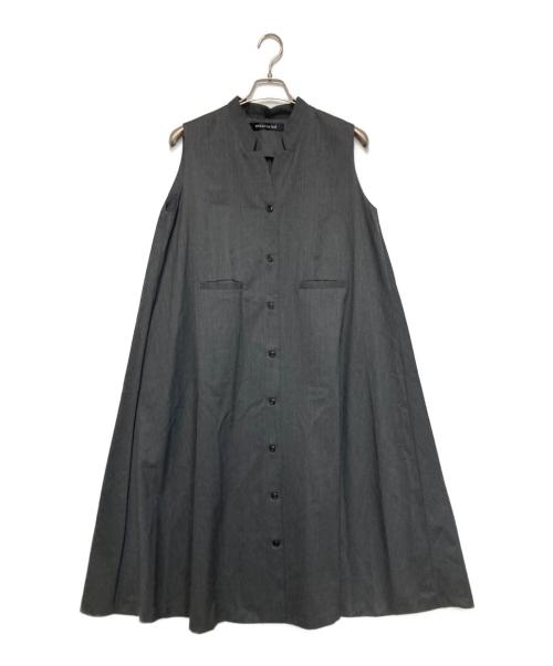 mizuiro-ind（ミズイロインド）mizuiro-ind (ミズイロインド) スタンドカラーフレアジレワンピース グレー サイズ:Fの古着・服飾アイテム