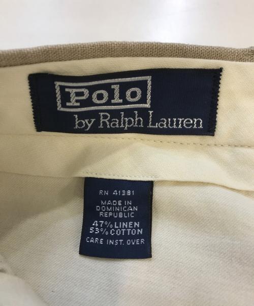 POLO RALPH LAUREN（ポロ・ラルフローレン）POLO RALPH LAUREN (ポロ・ラルフローレン) リネンコットン 2タックトラウザーズ ベージュ サイズ:91cm (W36)の古着・服飾アイテム