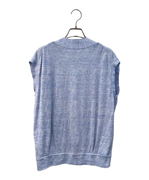 ebure（エブール）ebure (エブール) メランジリネンコットンVネックトップス ブルー サイズ:38の古着・服飾アイテム