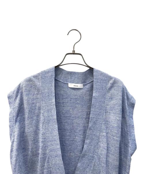 ebure（エブール）ebure (エブール) メランジリネンコットンVネックトップス ブルー サイズ:38の古着・服飾アイテム