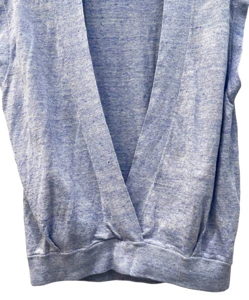 ebure（エブール）ebure (エブール) メランジリネンコットンVネックトップス ブルー サイズ:38の古着・服飾アイテム