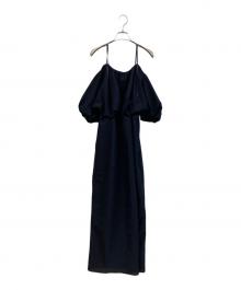 VERMEIL par iena（ヴェルメイユ パー イエナ）の古着「ボリューム袖ワンピース」｜ネイビー