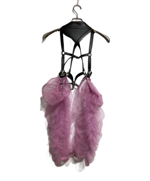 noir kei ninomiya（ノワール ケイ ニノミヤ）noir kei ninomiya (ノワール ケイ ニノミヤ) Tulle Ruffle Harness/チュールハーネス ブラック×ピンク サイズ:freeの古着・服飾アイテム