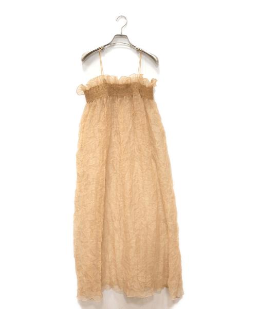 LEINWANDE（ラインヴァンド）LEINWANDE (ラインヴァンド) RECYCLE ORGANDY PLEATS DRESS ベージュ サイズ:FREEの古着・服飾アイテム
