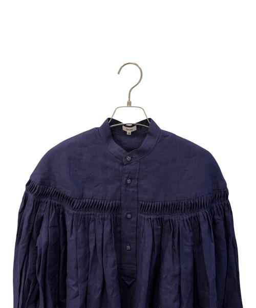 SCYE（サイ）SCYE (サイ) リネン高密度長袖タックシャツ ネイビー サイズ:38の古着・服飾アイテム