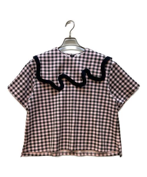 LINKABLE（リンカブル）LINKABLE (リンカブル) ギンガムチェックピエロトップス ピンク サイズ:FREEの古着・服飾アイテム