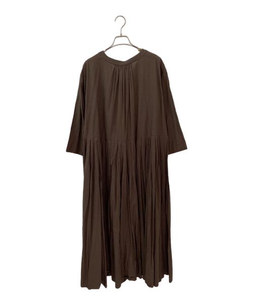 Curensology（カレンソロジー）Curensology (カレンソロジー) コットンリネンプリーツロングシャツ ブラウン サイズ:Fの古着・服飾アイテム