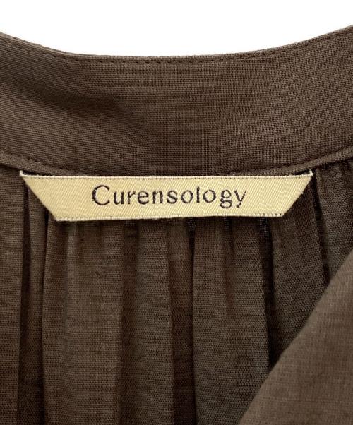 Curensology（カレンソロジー）Curensology (カレンソロジー) コットンリネンプリーツロングシャツ ブラウン サイズ:Fの古着・服飾アイテム