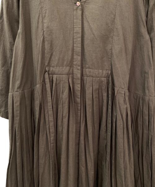 Curensology（カレンソロジー）Curensology (カレンソロジー) コットンリネンプリーツロングシャツ ブラウン サイズ:Fの古着・服飾アイテム