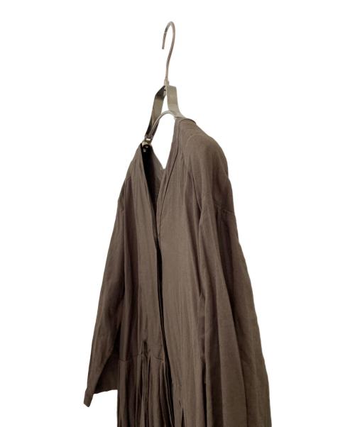 Curensology（カレンソロジー）Curensology (カレンソロジー) コットンリネンプリーツロングシャツ ブラウン サイズ:Fの古着・服飾アイテム