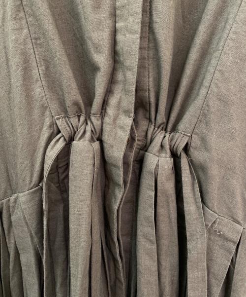 Curensology（カレンソロジー）Curensology (カレンソロジー) コットンリネンプリーツロングシャツ ブラウン サイズ:Fの古着・服飾アイテム