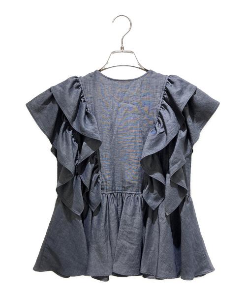 Noble（ノーブル）Noble (ノーブル) ウォーターエッジフリルブラウス ブルー サイズ:FREEの古着・服飾アイテム