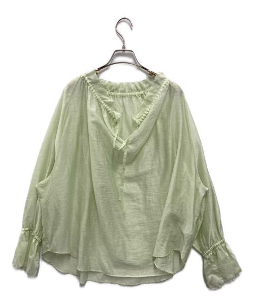 IENA（イエナ）IENA (イエナ) リネンミックスカールマイヤー ギャザーブラウス ライトグリーン サイズ:FREEの古着・服飾アイテム