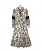 HER LIP TOハーリップトゥ）の古着「Winter Floral Long-sleeve Dress」｜ベージュ
