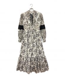HER LIP TO（ハーリップトゥ）の古着「Winter Floral Long-sleeve Dress」｜ベージュ