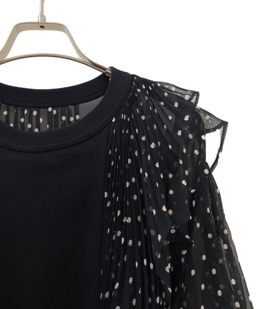 sacai（サカイ）sacai (サカイ) ポルカドットドッキングTシャツ ブラック サイズ:2の古着・服飾アイテム