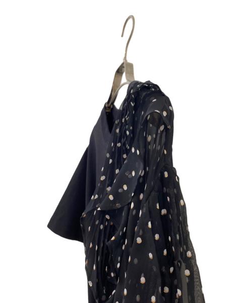 sacai（サカイ）sacai (サカイ) ポルカドットドッキングTシャツ ブラック サイズ:2の古着・服飾アイテム
