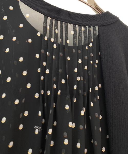 sacai（サカイ）sacai (サカイ) ポルカドットドッキングTシャツ ブラック サイズ:2の古着・服飾アイテム