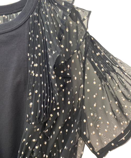 sacai（サカイ）sacai (サカイ) ポルカドットドッキングTシャツ ブラック サイズ:2の古着・服飾アイテム