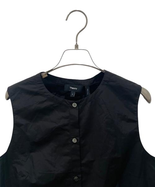 theory（セオリー）theory (セオリー) ボタンノースリーブブラウス ブラック サイズ:S 未使用品の古着・服飾アイテム