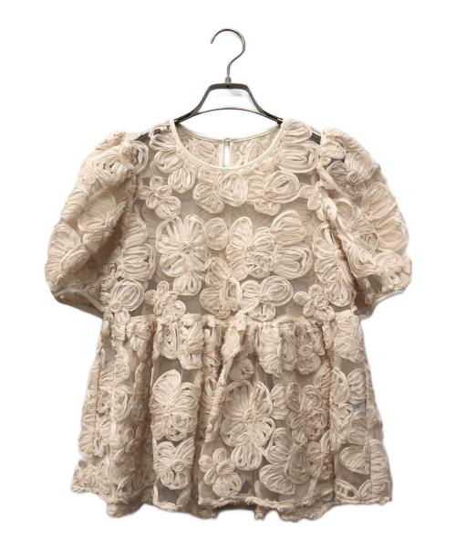 ORGUEIL（オルゲイユ）ORGUEIL (オルゲイユ) Flower embroidery blouse ベージュ サイズ:FREEの古着・服飾アイテム