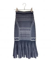 Mame Kurogouchi（マメクロゴウチ）の古着「Mishima Karatsu Small Floral Pattern Knitted Skirt」｜ブラック