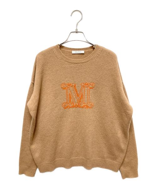 MaxMara（マックスマーラ）MaxMara (マックスマーラ) Mロゴクルーネックニット キャメル サイズ:Sの古着・服飾アイテム