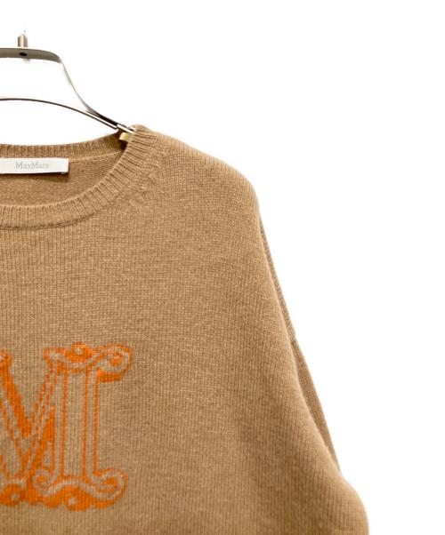 MaxMara（マックスマーラ）MaxMara (マックスマーラ) Mロゴクルーネックニット キャメル サイズ:Sの古着・服飾アイテム