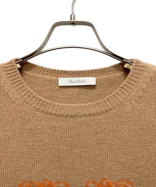 MaxMara（マックスマーラ）MaxMara (マックスマーラ) Mロゴクルーネックニット キャメル サイズ:Sの古着・服飾アイテム